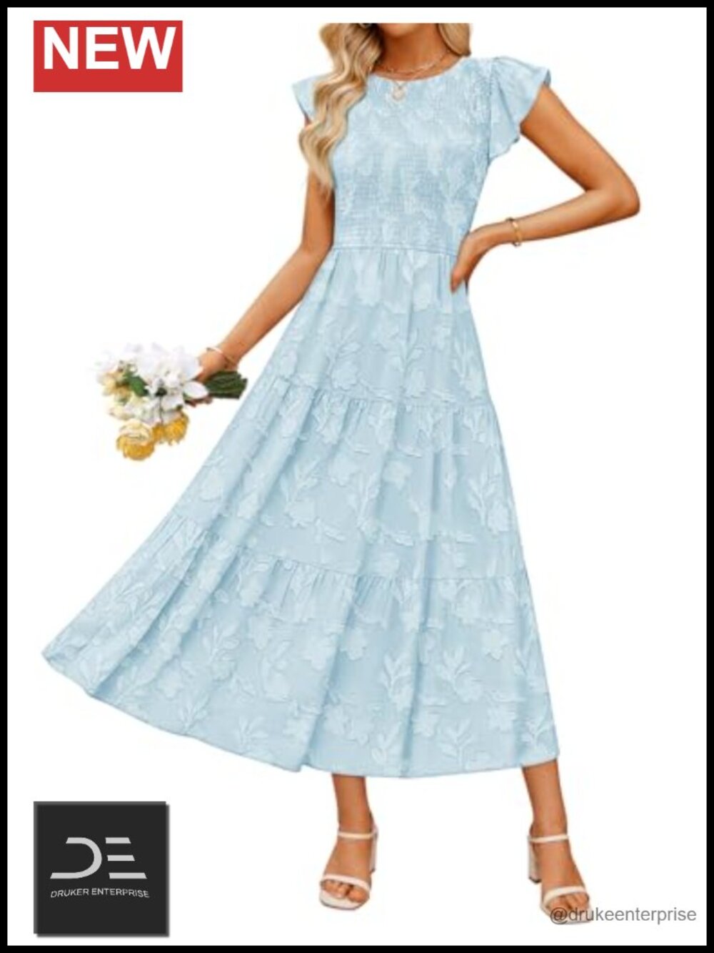 Boho Floral Smocked Maxi Dress with Pockets